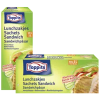 Toppits Sandwich-zakjes zelf sluitend 19 x 38 cm   1 liter